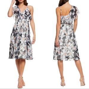 Dress The Population Claudia Asymmetrical Midi Dress
